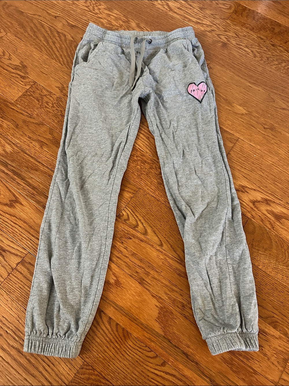 Kids Gray Sweatpants with Pink Heart Accent